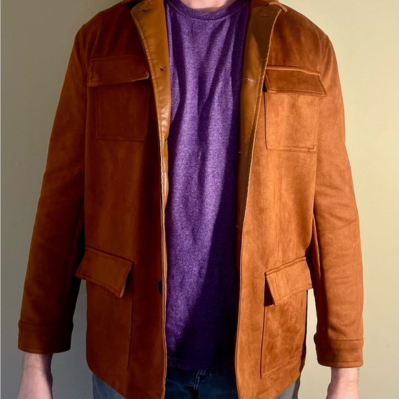 Women's Rust Brown Trench Coat with Notch Lapel - Picture 3 of 6